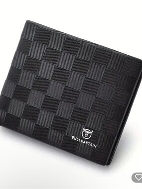 Men's Black Checkered Bi-Fold Card Wallet